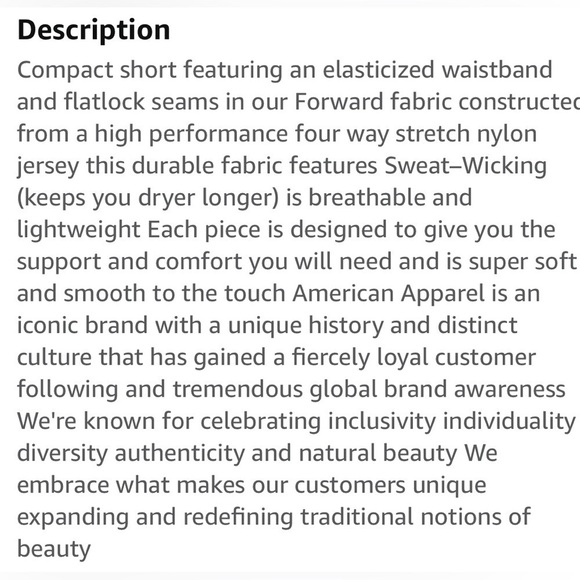 American Apparel Men’s Forward Compact Short Asphalt/Black Size-L NWT - Picture 7 of 8